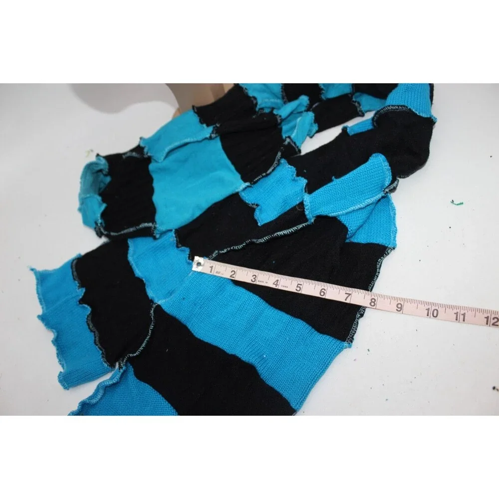 Scarf Upcycled Black Blue Sweaters Winter Carolina Panthers Apx 8' Long Handmade